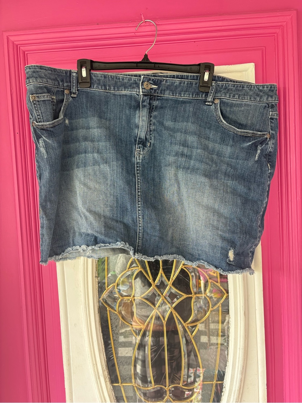 Apt. 9 Light Blue Denim Skirt with Frayed Hem 22w plus size